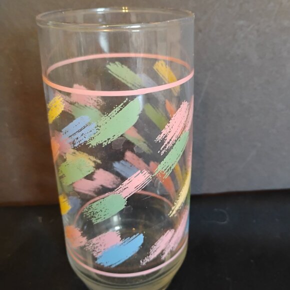 Libbey Vintage Pastel Brush Stroke Pattern Tumblers/ HiBall, set of 6 - Picture 4 of 5